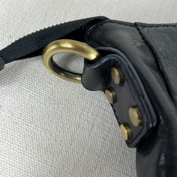 Nino Bossi Handbag Jara’s Ring Leather Tote Hobo Bag Black Zipper Close - Picture 7 of 13